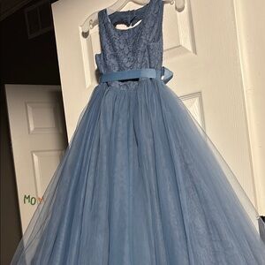 Elegant Blue Lace Kids Dress